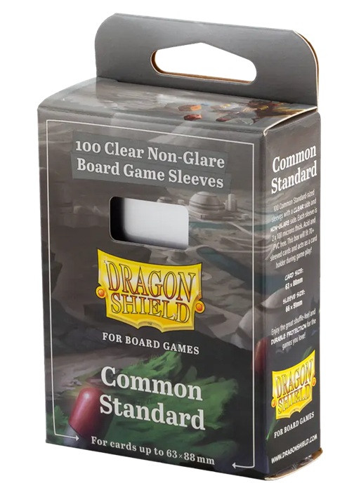 Dragon Shield Board Game Sleeves - Clear/NonGlare - Common Standard 100ct. /Card size: 63mm x 88mm Sleeve size: 66mm x 91mm