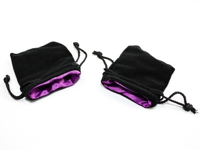 Chessex 3.75" X 4" Velvet Bag Black w/purple