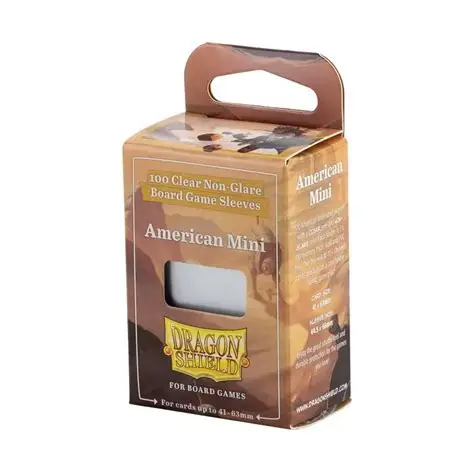 Dragon Shield Board Game Sleeves - Clear/NonGlare - American Mini 100ct. /Card size: 41mm x 63mm, Sleeve size: 44.5mm x 66mm (copia)